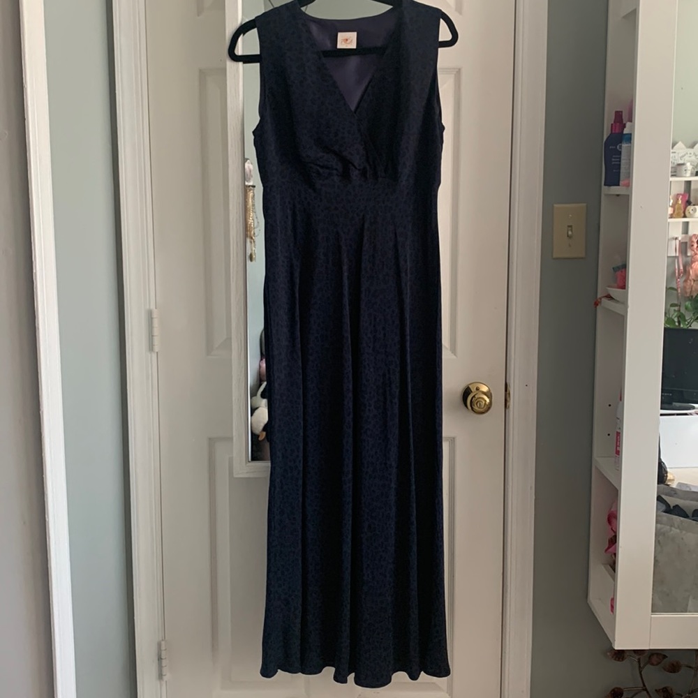 blue and black leopard print dress